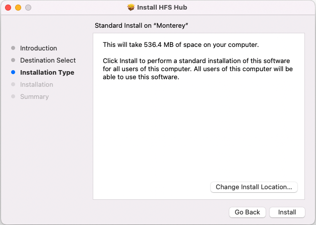 HFS Hub installation type