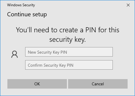 Create a PIN for this security key