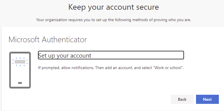 Click next on set up your account screen