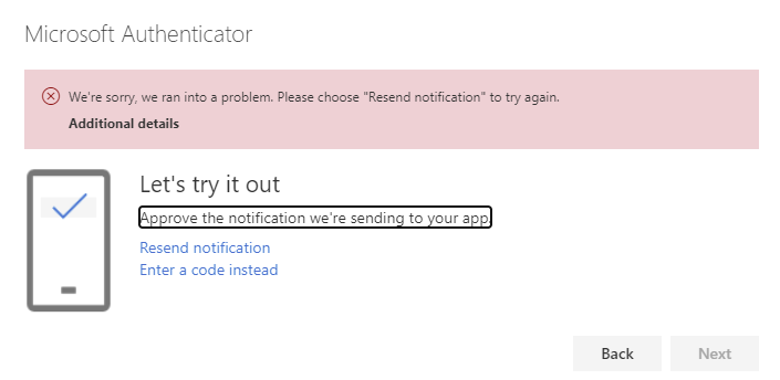Error: Resend notification message