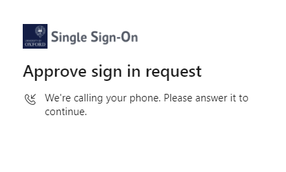 Screenshot of the Approve sign request screen saying that the system is calling your phone
