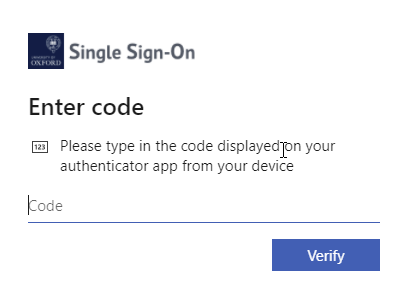 Screenshot asking you to enter the verification code from your mobile app