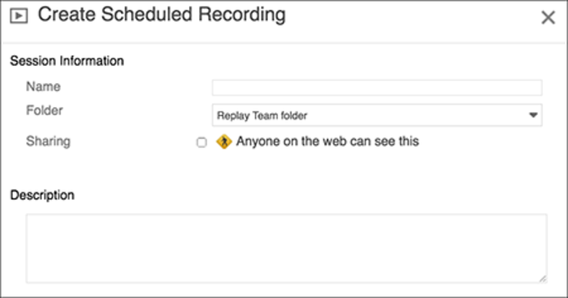Create Scheduled Recording window