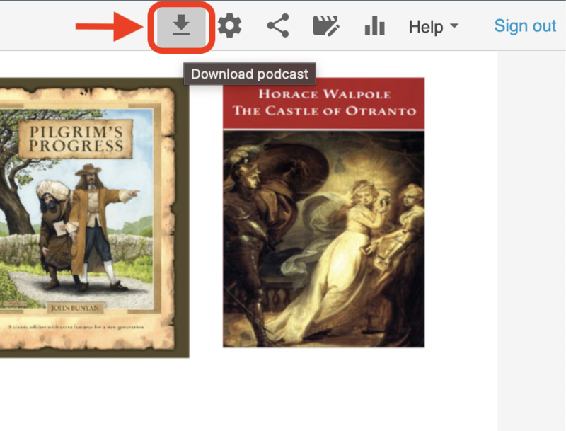 Screengrab of the download podcast icon