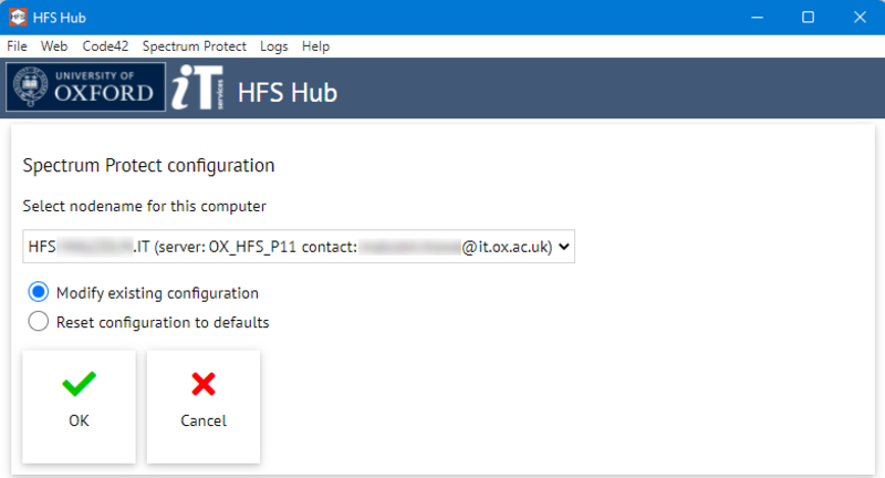 HFS hub configure sp