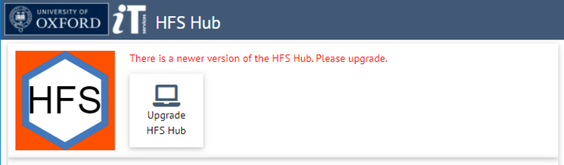HFS hub upgrade notification