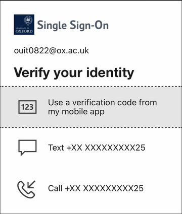 Screengrab of Panopto mobile app verify your identity window