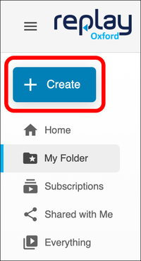Screenshot of highlighted '+Create' button